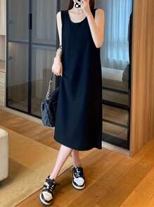 Vestido negro sin mangas para mujer