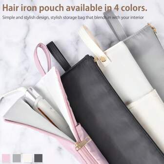 1pc High Temperature Curling Iron Bag, Heat Resistant Styling Tool Storage Bag With Hanging Design For Women Hair Straightener, Curling Wand Bag, Heat Resistant Up To 300°C