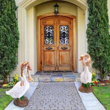 4 件套门廊鹅雕像装饰，带发夹 - 超细纤维草坪花园装饰，4 种独特造型（时尚眼镜、发髻、辫子、马尾辫），适合户外露台、独立日及全年趣味装饰，户外露台雕像，趣味雕像，光纤发饰，圣诞装饰，家居圣诞礼物，圣诞装饰品 - 4 - 查看 5