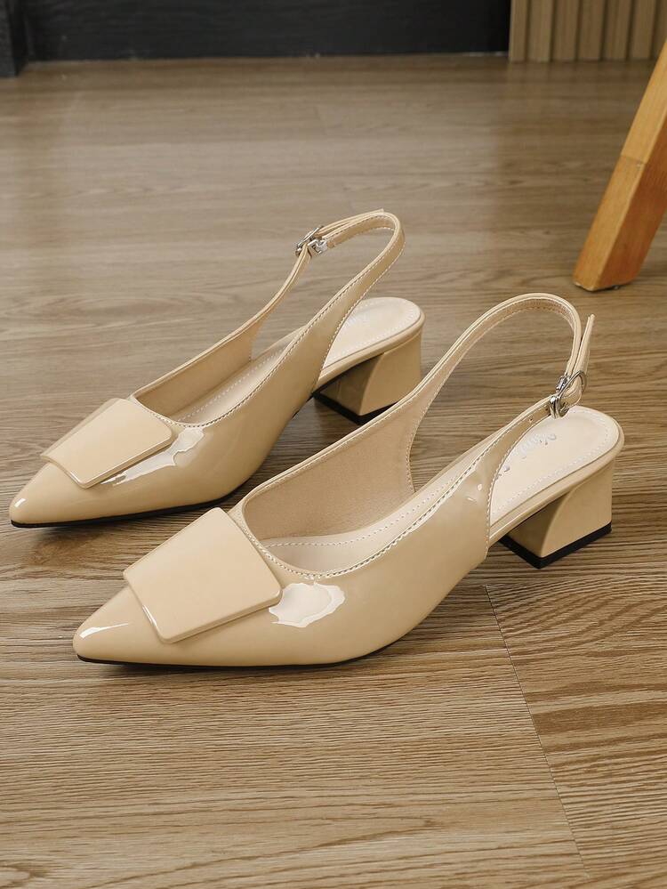 Nuevas sandalias de verano elegantes y de moda para mujer con tacón alto en color caqui, cómodas sandalias de plataforma con tacón grueso y punta puntiaguda tipo Mary Jane - Caqui - Añade 5