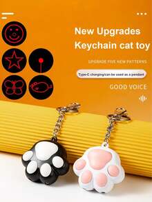 猫激光笔，USB 充电三合一猫玩具棒，互动式可充电红色激光笔，带 5 种可切换图案的猫追逐玩具猫逗猫棒，多模式投影照明，卡通设计适用于淘气猫和狗的互动玩具，室内多功能玩具