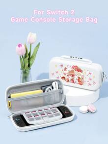 Bolsa de almacenamiento/Estuche protector 2 en 1 con diseño de conejo y fresa, compatible con Switch 2/Switch OLED/Switch NS, con soporte incorporado, almacena hasta 10 tarjetas de juego, portátil, anti-caída y anti-presión - Multicolor - Ver 2