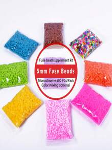 500 pezzi/confezione, perline forate da 5 mm, confezione supplementare per la realizzazione di gioielli, puzzle di perline forate, artigianato creativo, fai-da-te per gioielli, puzzle in massa, imballaggio di assemblaggio, adatto per bambini di età superiore ai 5 anni per realizzare opere d'arte a mano.