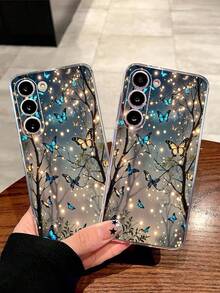 1个森林蝴蝶透明软手机壳，兼容三星Galaxy A04e/12/A13/A14/A34/A50/A52/A53/A54/S21/S22/S23/S24/S25/S25，超强防水防震防摔防刮，国际版，非国内版 - 無色 - 查看 3