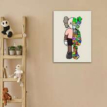 Framed 1pc Frame  Kaw Art Poster - Vibrant Cartoon-Style Canvas Wall Art,Perfect For Bedroom Decor & Gift For Friends, Minimalist Beige Background With Colorful Accessorie - Đã đóng khung - Xem 3