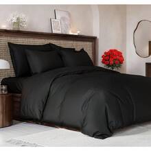 Cover Queen Size Set - Extra Soft Queen Size Duvet Cover 90 X 90 With 2 Pillow Shams - Hotel Luxury Easy Care And Fade Free W/ Zipper Closures & Ties - Breathable Bedding Set (Light Sage Green) - 26 - 黑色(無被子) - 查看 8