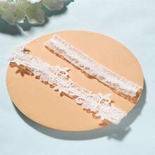 2023 European And American Bride Wedding Garter Elastic Lace Trim Leg Ring 1 Pair Garter Set Leg Hoop - White - View 1