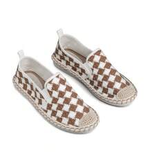 1 Paar geometrischer Rhombus Farbblock Espadrille im Preppy-Stil, Boho-Stil, Polyesterfaser, geeignet für Strandpartys, Festivals, Zuhause und Outdoor, Frühling/Sommer