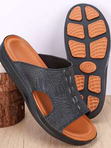Plus Size Men Casual Fashion Slip-On Sandals, Comfortable Non-Slip Beach Slippers, Suitable For Fathers