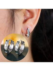 1 par de pendientes de aro y botón minimalistas y versátiles para mujer, aptos para uso diario