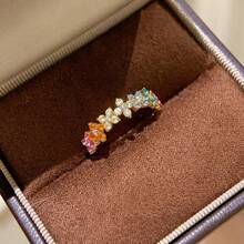 1pc Minimalist Fashion Dopamine Molecule Adjustable Opening Ring, Unique Design For Daily Wear - Dopamine Colored Gem Ring - View 6