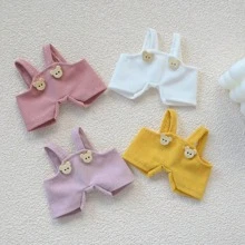 Overalls Set For LABUBU 1st/2nd Gen - 17cm Denim Suspender Outfit With Vinyl Face, Cute Doll Clothes For Blind Box Figures & Keychain, Adjustable Straps, Perfect Gifts For Birthday, Festival