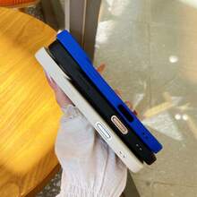 Niche Fashion Simple Solid Color Mobile Phone Case Suitable For IPhone16pro 17air 17pro 15promax 14plus 16e 13mini 12pro 11promax X Xs Xsmax Men's And Women's Full-Cover Anti-Fall Soft Shell Protective Shell Compatible With Apple - 黑色 - 查看 2