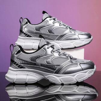 WANWEISI Men's Fashion Sneakers - Casual Running Shoes, Thick Sole, Low-Top Lace-Up, Breathable Fabric, Suitable For All Seasons, Appropriate For Sports And Daily Activities, Knit Mesh Upper Outdoor Casual Shoes, Men's Road Running Shoes, Jogging Etc. Outdoor Casual Shoes