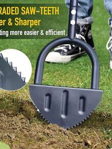 Recortadora de bordes de pasto con forma de media luna, herramienta de jardinería con mango en T, recortadora de bordes de acera con mango largo, 38 pulgadas - Negro - Ver 2