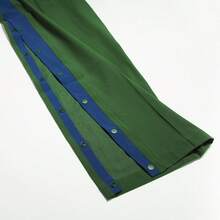 Puma Loose Retro Fashion Classic Button Design Pants, Unisex Color Block Straight Leg Sweatpants 62820476 - Army Green - View 5