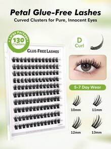 [130Pcs] GENIELASH Glue-Free Petal Eyelash For Beginner Self Adhesive Eyelashes Natural False Eyelashes No Need Glue