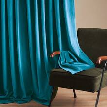 4 Panels Velvet Curtains Blackout Thermal Insulated Rod Pocket Drapes For Bedroom Living Room , Super Soft Velvet Drapes For Bedroom Living Room Thermal Insulated Window Drapes Machine Washable - Xanh ngọc - Xem 5