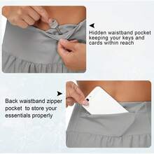 Womens High Waisted Running Shorts Quick Dry Athletic Workout Shorts With Mesh Liner Zipper Pockets Loose Fit - 灰色 - 查看 6