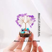 1PC Mini Natural Gemstone Chakra Lucky Tree With Wood Base | Home Office Desk Living Room Crystal Decor