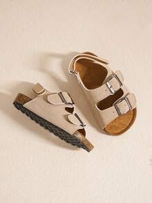 Classic Fashion Children Flat Fur Sandals - Beige - View 6