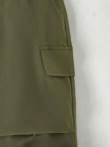 幼儿男童卡通熊印花短袖上衣 + 休闲工装裤 2 件套 - 黑色 - 查看 5