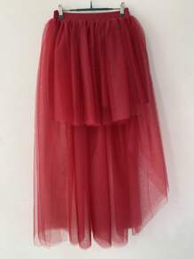 Women's Colorful Stylish Asymmetrical Tulle Skirt, Europe And America Design, Sexy Hem, Suitable For Daily Wear And Stage Performance