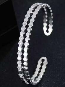 Vòng cửa tay áo Khối Zirconia  Trang trí - Bạc - Xem 18
