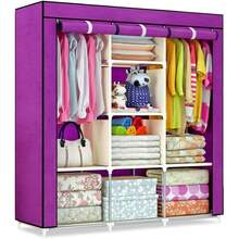 Foldable Wardrobe Closet Organizer Large Cabinet - Purple - View 2