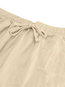 Pantaloni casual in lino bianco a gamba ampia, vestibilità morbida, adatti per primavera/autunno e estate