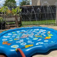 Blue Inflatable Splash Mat With Ocean Theme - PVC Outdoor Water Spray Mat For Lawn Play, Durable And Easy To Inflate, Perfect For Summer Fun, Splash Play Mat|Fun Inflatable Mat|Durable PVC Mat, Water Sprinkler For Outdoor