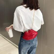 Solid Color Lips Women PVC Crossbody Handbags Chain Messenger Bags Shoulder Evening Party Clutch Fashion Mini Zipper Bags, School Backpack