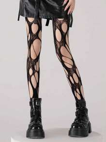 1 Paar Vintage Fischnetz Socken für Frauen, sexy asymmetrische spitze ausgeschnittene enganliegende Party Socken