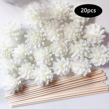 5/20/50pcs Fragrance Diffuser Sticks & White Foam Flower Set, Foam Scented Flower Diffuser Sticks, Fiber Fragrance Diffuser Rods, Home Decor Accessories, Suitable For Bedroom, Office, Bathroom, Wedding Party