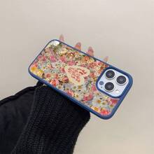 The Latest Aesthetic Transparent Macaron Magnetic Phone Case In 2025, Featuring A Flower Heart Jesus Pattern. Made Of Acrylic, It Is Shockproof And Drop-Resistant. It Is Applicable To Mobile Phones 16 15 14 13 12 11 Pro Max Plus And Can Be Given To Family Members/Friends/Best Friends - 藍色 - 查看 5