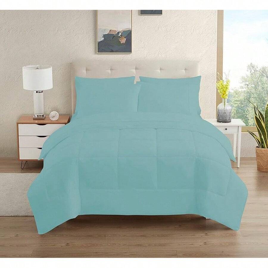 JIANGTAO-Dorm Room Essentials College Bedding Comforter Set 5 Piece Twin XL Size Bed In A Bag For College Students Boys And Girls, Twin XL, Navy Blue - 藍色 - 查看 1