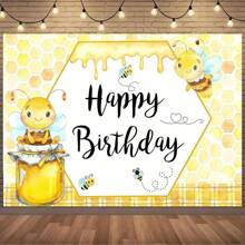 1 PC Sweet Bee One" 1st Birthday Party Backdrop - Honey Bee With Sunflower Theme, Suitable For First Birthday Celebration, Bee Gift Party Decoration, Photo Booth Studio, Photography Backdrop For Indoor Outdoor Decoration, Garden Decoration. Versatile, Multi-Size.