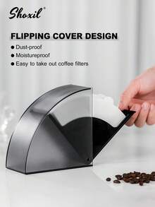 shoxil 1 个带防尘盖的咖啡滤纸架，咖啡过滤器储存容器，滤纸盒，容量为 150 个锥体或过滤器 - 濾紙盒 - 查看 3