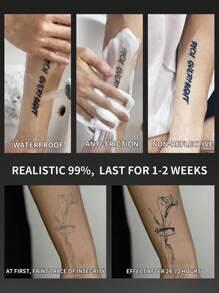 1 Pieza Tatuaje Temporal Falso Tatuaje Semipermanente Y2K Abstracto Resistente al Agua y al Sudor Dura 1-2 Semanas Realista Extractos Herbales Antifricción No Reflectante Negro Para Mujer y Hombre Pegatinas de Tatuaje para Brazo, Pecho, Pierna, Abdomen, Cintura, Dedo, Cuello, Espalda, Arte Corporal Modernista