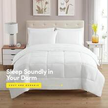 JIANGTAO-Dorm Room Essentials College Bedding Comforter Set 5 Piece Twin XL Size Bed In A Bag For College Students Boys And Girls, Twin XL, Navy Blue - 白色 - 查看 2