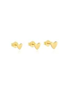 3 PEÇAS Mini mini brincos de ouro com coração, brincos de botão de prata esterlina 925 hipoalergênicos, para uso diário de mulheres