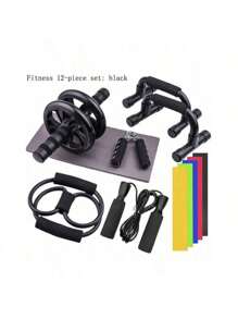 Multi-Functional Trainer For Home Abdominal Exercises, Includes Small Ab Wheel, Push-Up Bar, Resistance Band, Jump Rope And More, Comprehensive Fitness Equipment Set For Home Workout, Gym, Sport, Gym, Home Exercise, Abdominal Wheel, Abdominal Roller