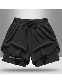 Paquete de 4 pantalones cortos deportivos para correr 2 en 1 para hombre, con entrepierna de 7 pulgadas, pantalones cortos de compresión para entrenamiento y gimnasio - 4PCS - Ver 3