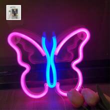 1 件霓虹蝴蝶装饰灯带，墙壁艺术，USB/电池供电，尺寸 8.86x7.48 英寸（约 22.5x19 厘米），适用于卧室、客厅、情人节派对、圣诞派对、婚礼、家居、酒吧 - 彩色 - 查看 14