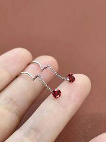 1 par de brincos de borla em prata esterlina S925, brincos femininos simples e elegantes com zircônia cúbica ondulada para uso diário, presente luxuoso