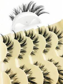 Asiteo 5 Pairs Cat Eye False Eyelashes, Natural Looking 3D Faux Mink Soft Anime Cosplay Thick False Eyelashes - 眼尾拉長款 - 查看 6