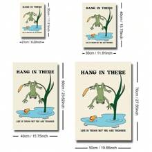 1pc Frameless Hang In There Motivation Frog Mental Health Wall Art Poster Canvas Print Positive Quote Therapy Counsellor Office Decor Painting For Dorm,Bedroom,School,Modern Home Decoration