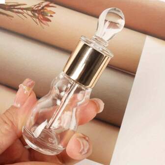 1pc Refillable Clear Glass Essential Oil/Perfume Bottle, 12ml Mini Sample Vial, DIY Decor, Odorless, Beauty & Personal Care Accessory, Birthday Gift, Outdoor Travel, Convenient For Outdoor Use, Suitable For Gifting