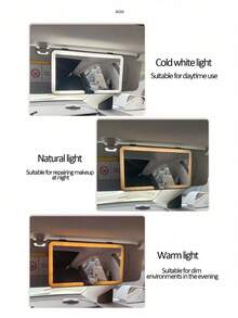 Ultra-Thin LED Car High-Definition Makeup Mirror, Sunshade Makeup Hanging Mirror, Easy To Install USB Rechargeable Sunshade Adjustable Touch Screen Car Interior Makeup Mirror Female