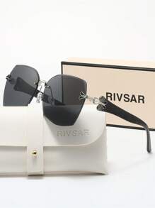 Óculos de Sol Quadrados sem Armação da Moda RIVSAR para Mulheres, Elegante Casual ao Ar Livre Chique para Festas, Viagens, Encontros, Acessórios de Joia Redonda Gatinho de Verão, Presente de Marca Premium para Feriados, Dia dos Namorados, Natal, Halloween